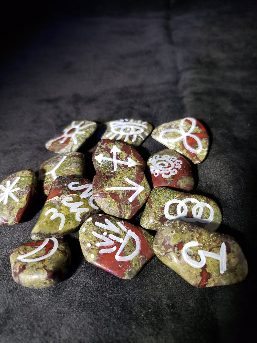 Clear Quartz Crystal Rune Stone Set Divination Pagan